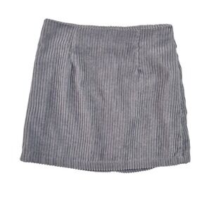 Grey Corduroy Mini Skirt Wide Wale A-Line High Waisted Textured Skirt